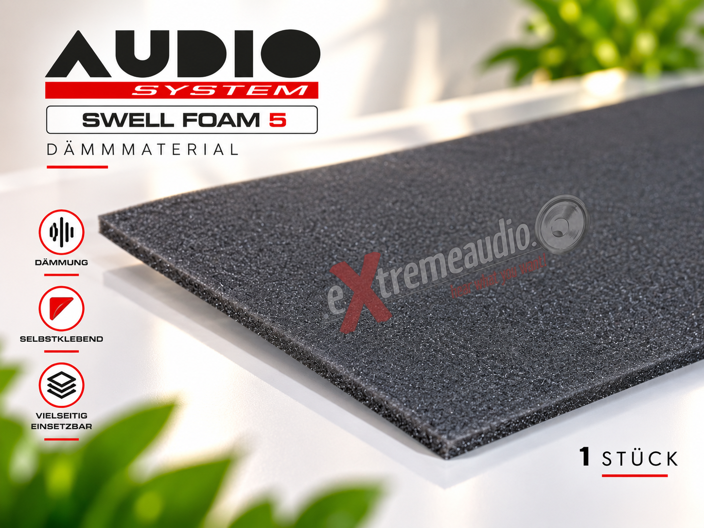 AUDIO SYSTEM SWELL FOAM 5 QUELLSCHAUMSTOFF Dämmmaterial selbstklebend - 1 Stück