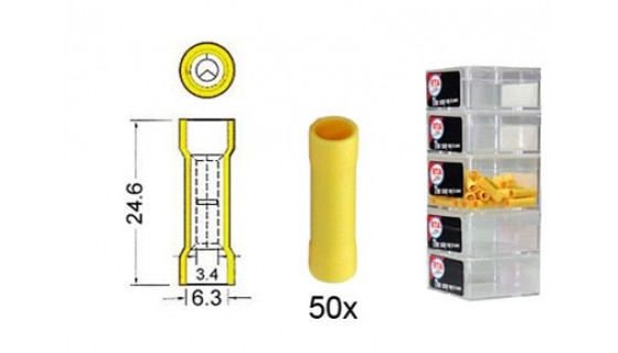 RTA 151.417-2 Butt Splice, JAUNE 3,4 à 6,3 mm de 50 -pack