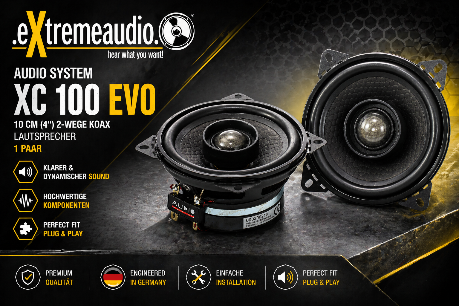 Audio System XC 100 EVO 10 cm 2-Wege Koax Lautsprecher 1 Paar