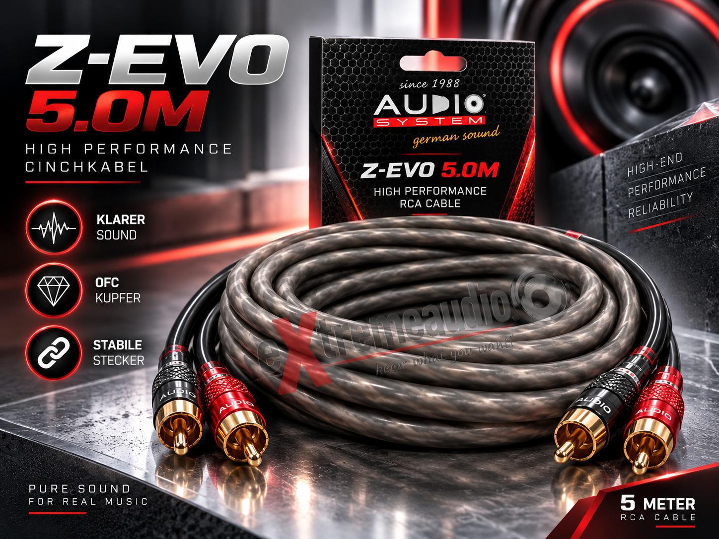 AUDIO SYSTEM Z-EVO 5.0 HIGH-Performance Cinchkabel 5 meter Cinchkabel