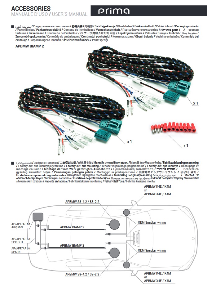 Audison APBMW BIAMP 2 Plug & Play Kabelsatz Lautsprecher / Woofer kompatibel mit BMW und MINI