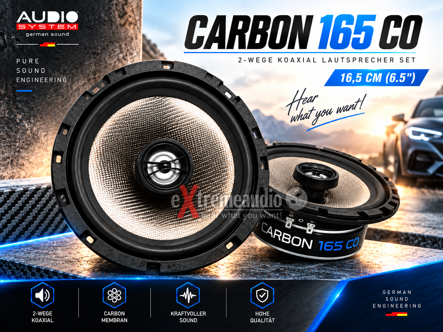 Audio System CARBON 165 CO 2-Wege Koax Lautsprecher Set 16,5 cm (6.5") - 1 Paar