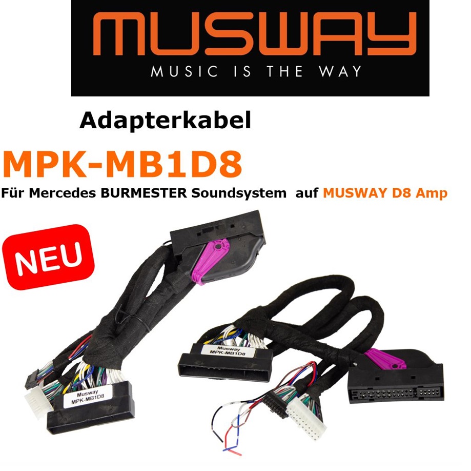 MUSWAY MB1D8 Fahrzeugspezifisches Adapterkabel für D8 kompatibel mit Mercedes Burmester System