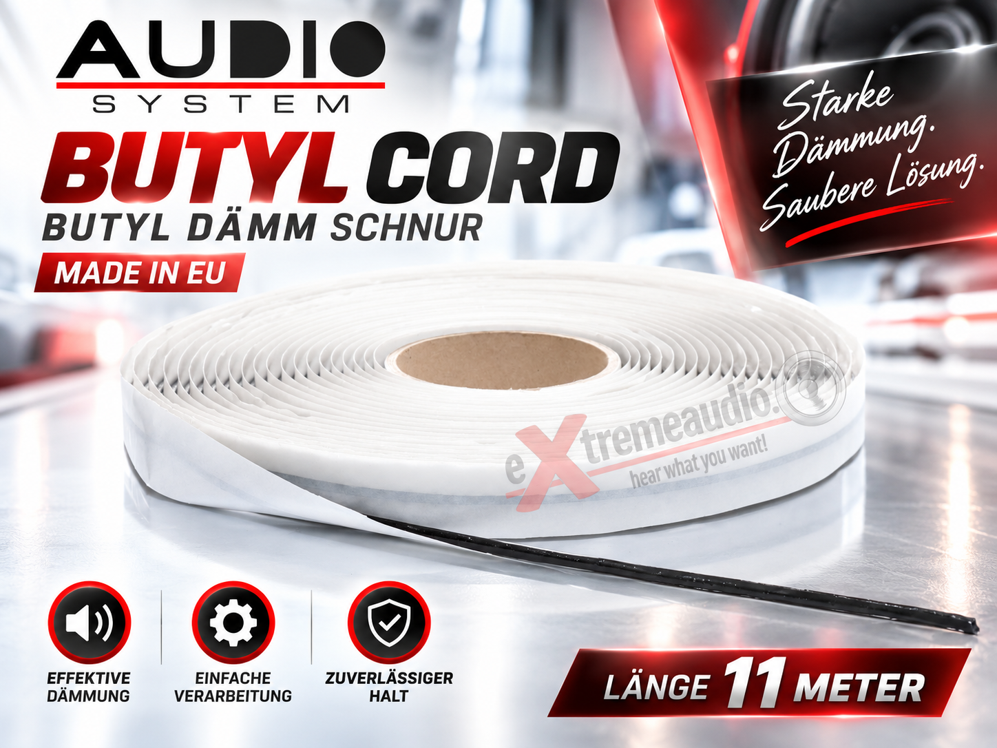 Audio System BUTYL CORD BUTYL Dämm SCHNUR MADE in EU Länge 11 meter