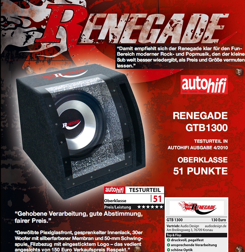 Renegade GTB1300 singolo passaggio della fascia 600 watt GTB 1300 