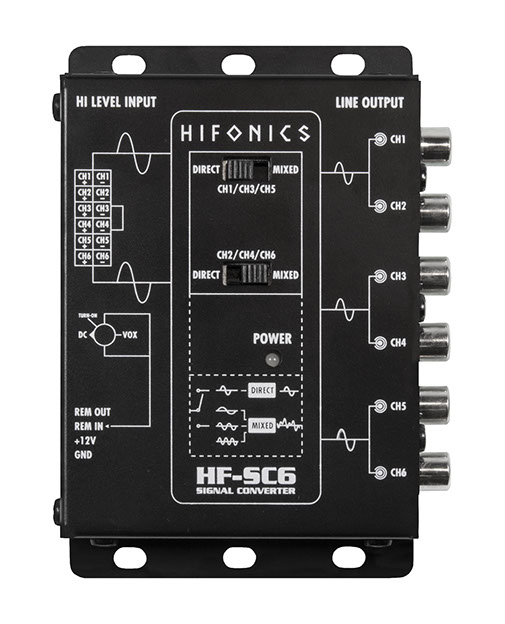 Hifonics HF-SC6 6-Kanal "High To Low Level" Konverter High Low Adapter Summier-Funktion