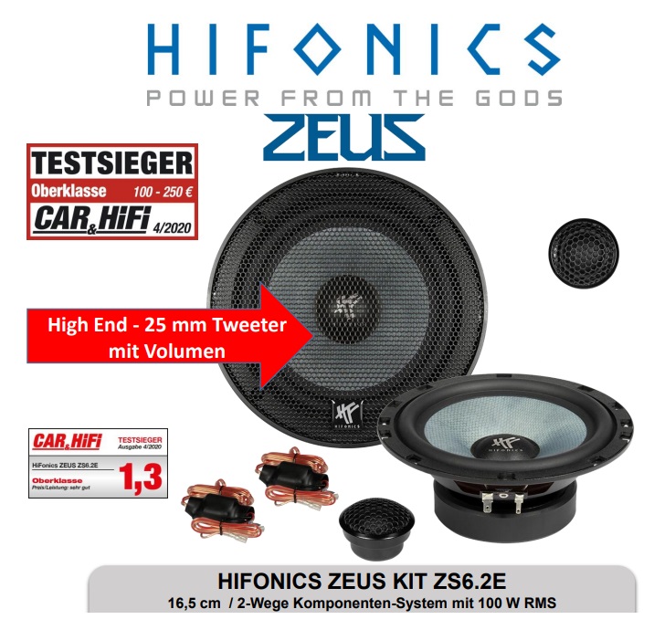 Hifonics ZS6.2E 16,5 cm (6.5") Komponenten-System Lautsprecher 200 Watt
