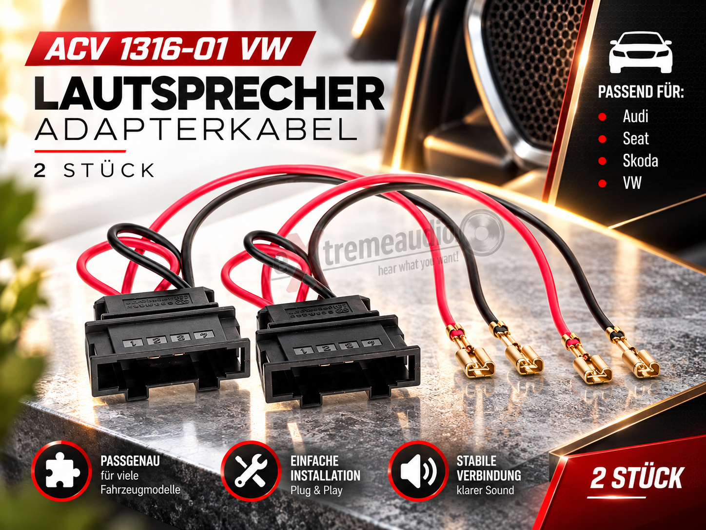 ACV 1316-01 VW Speaker Adaptor Cable 