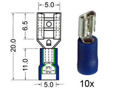 RTA 151.206-0 Flachsteckhülsen isoliert 4,8mm blau