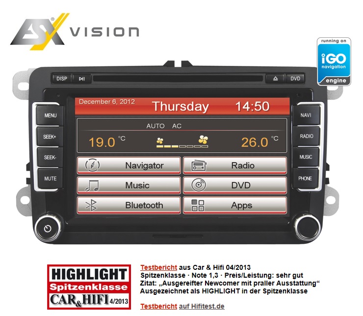 ESX Naviceiver VN710-VW-P1-DAB für VW, Seat und Skoda Fahrzeuge mit DAB Tuner
