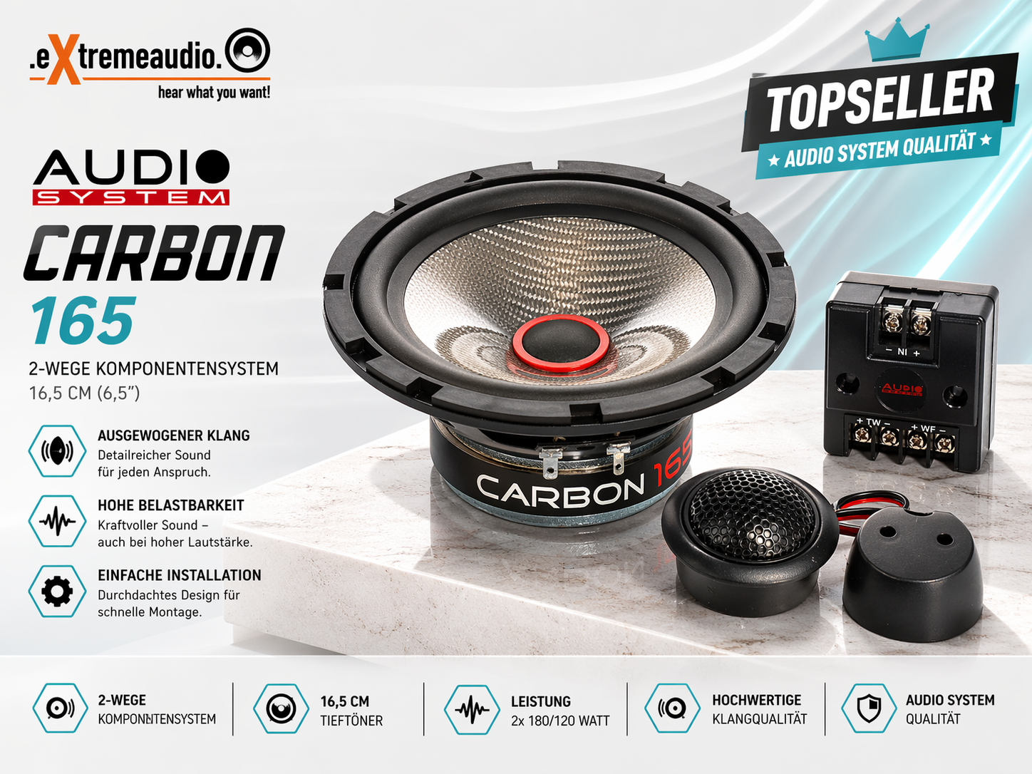 Audio System CARBON 165 Lautsprecher 16,5cm 2-Wege Compo Speaker System - SET