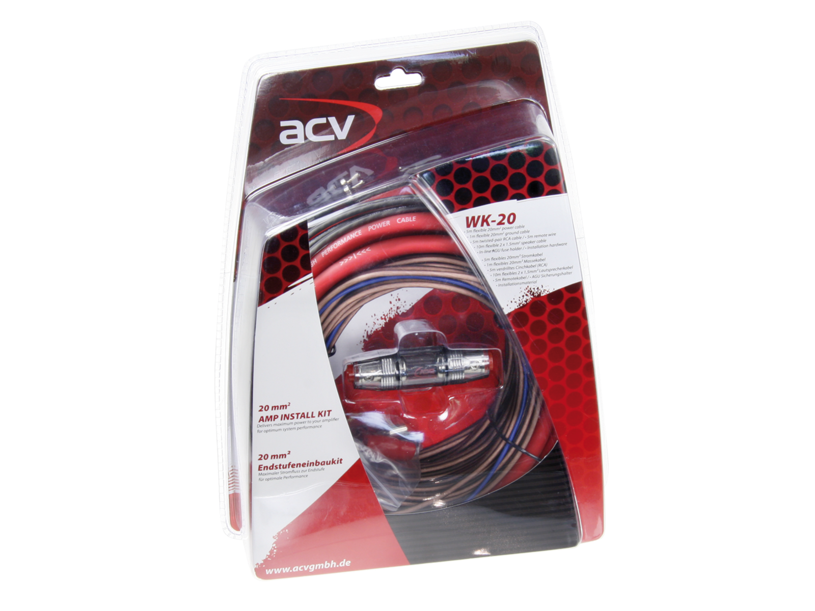 ACV WK-20 Endstufen Einbaukit Kabel Kit Endstufe Stromkabel 20mm² Lautsprecherkabel 2,5mm²