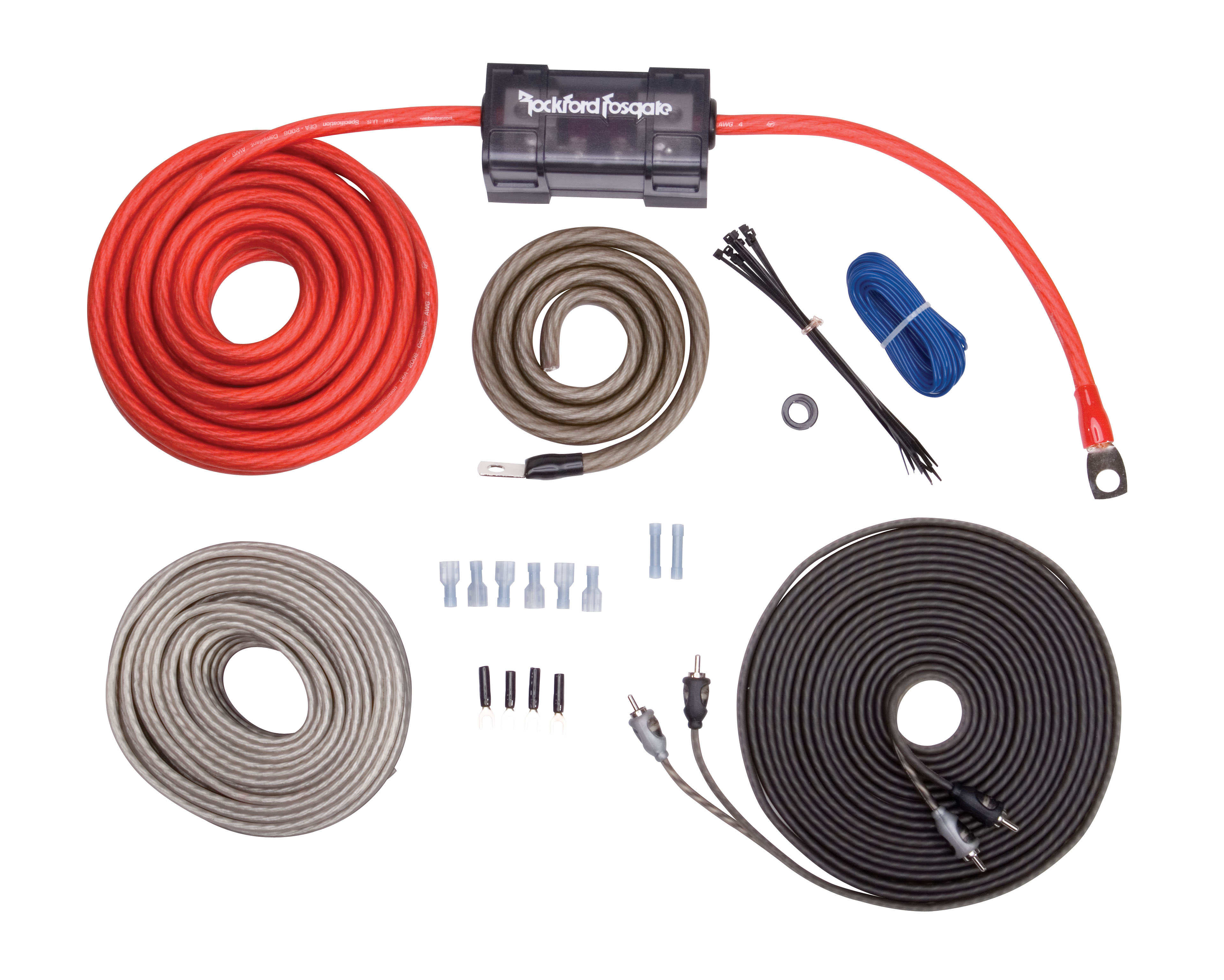 Rockford Fosgate RFK4X High End Verstärker Kabelkit Anschluß Set Installation Kit 21,1 mm²