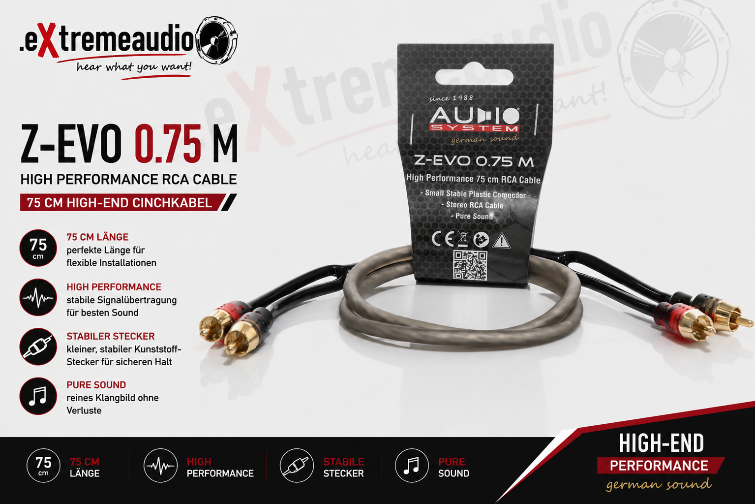 AUDIO SYSTEM Z-EVO 0.75M HIGH-Performance Cinchkabel 0,75 m