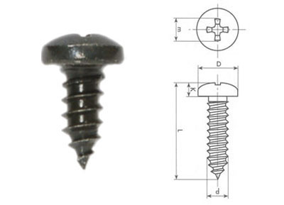 RTA 420.003-2 4,2 x 9,5 mm vis auto-taraudeuse croix noire à la norme DIN 7981