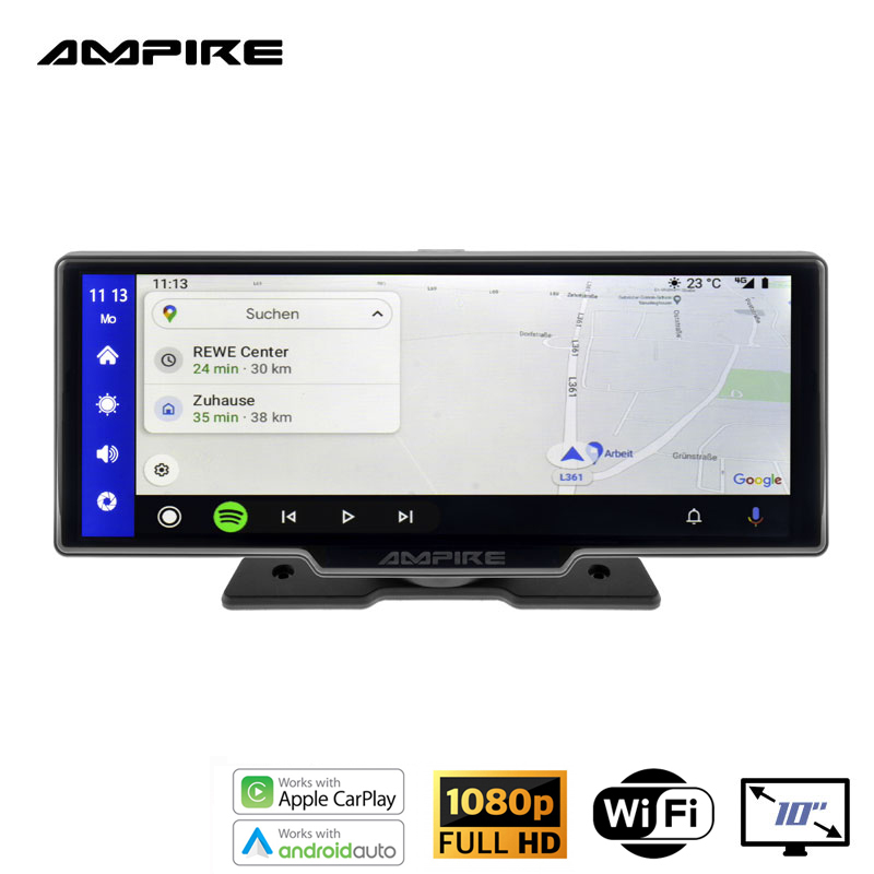 AMPIRE CPM100 Smartphone-Monitor 25.4cm (10'') mit AHD Dual-Dashcam und RFK-Funktion