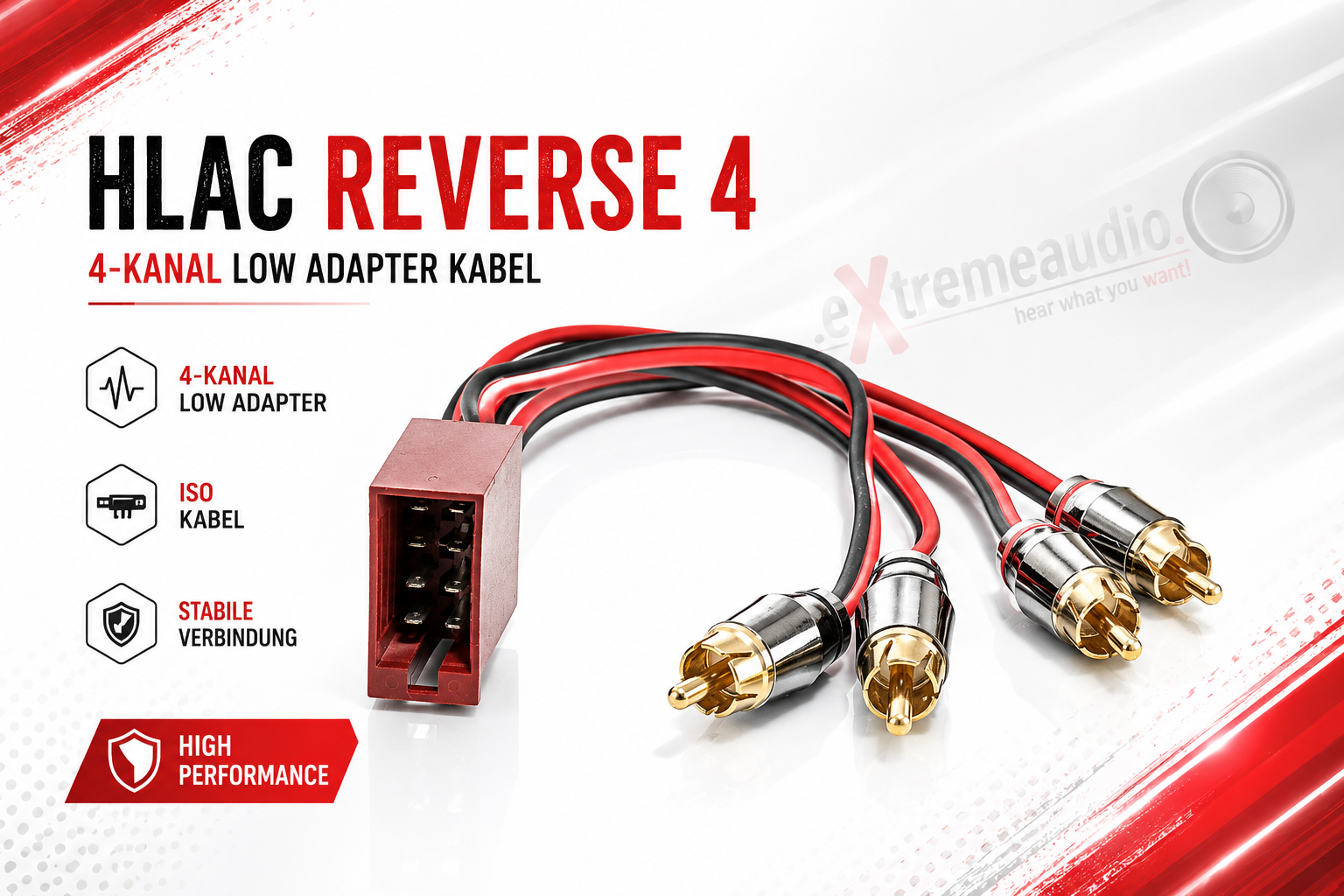 AUDIO SYSTEM HLAC REVERSE 4 4-KANAL LOW ADAPTER Kabel ISO-Kabel 