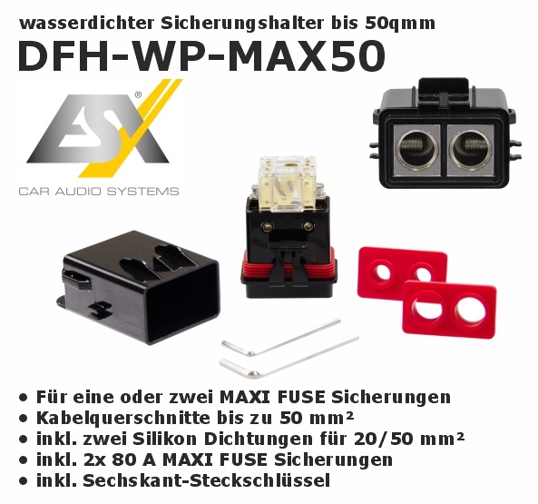 ESX DFH-WP-MAX50 Wasserdichter Maxi-Fuse Sicherungshalter für bis zu 50 mm²