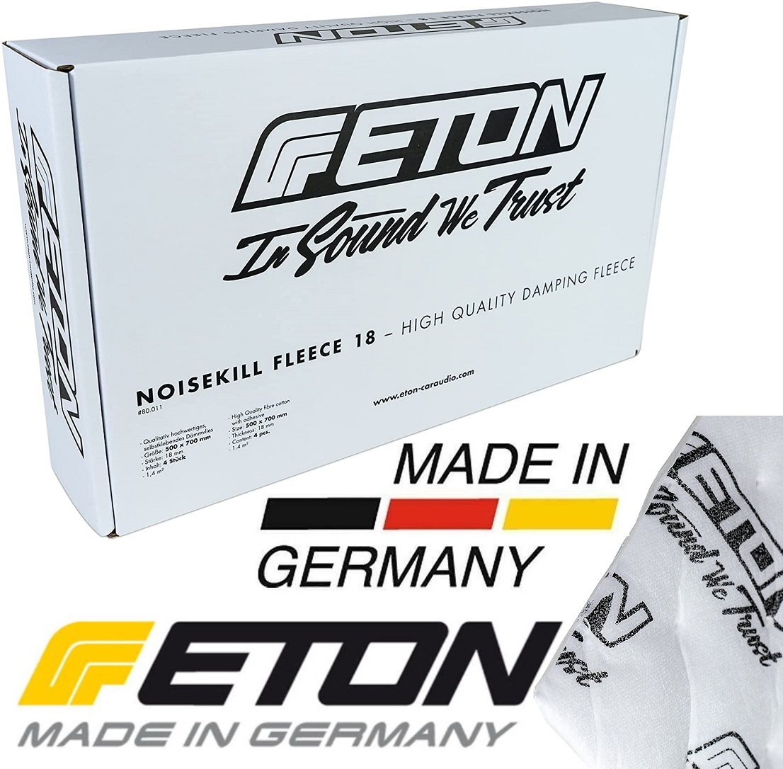 ETON NKILL-F18 Noisekill Fleece 18, selbstklebend 4 Matten Dämmvlies für Autos, Anti Vibrationsvlies zur Türdämmung, Selbstklebende Akustikmatten