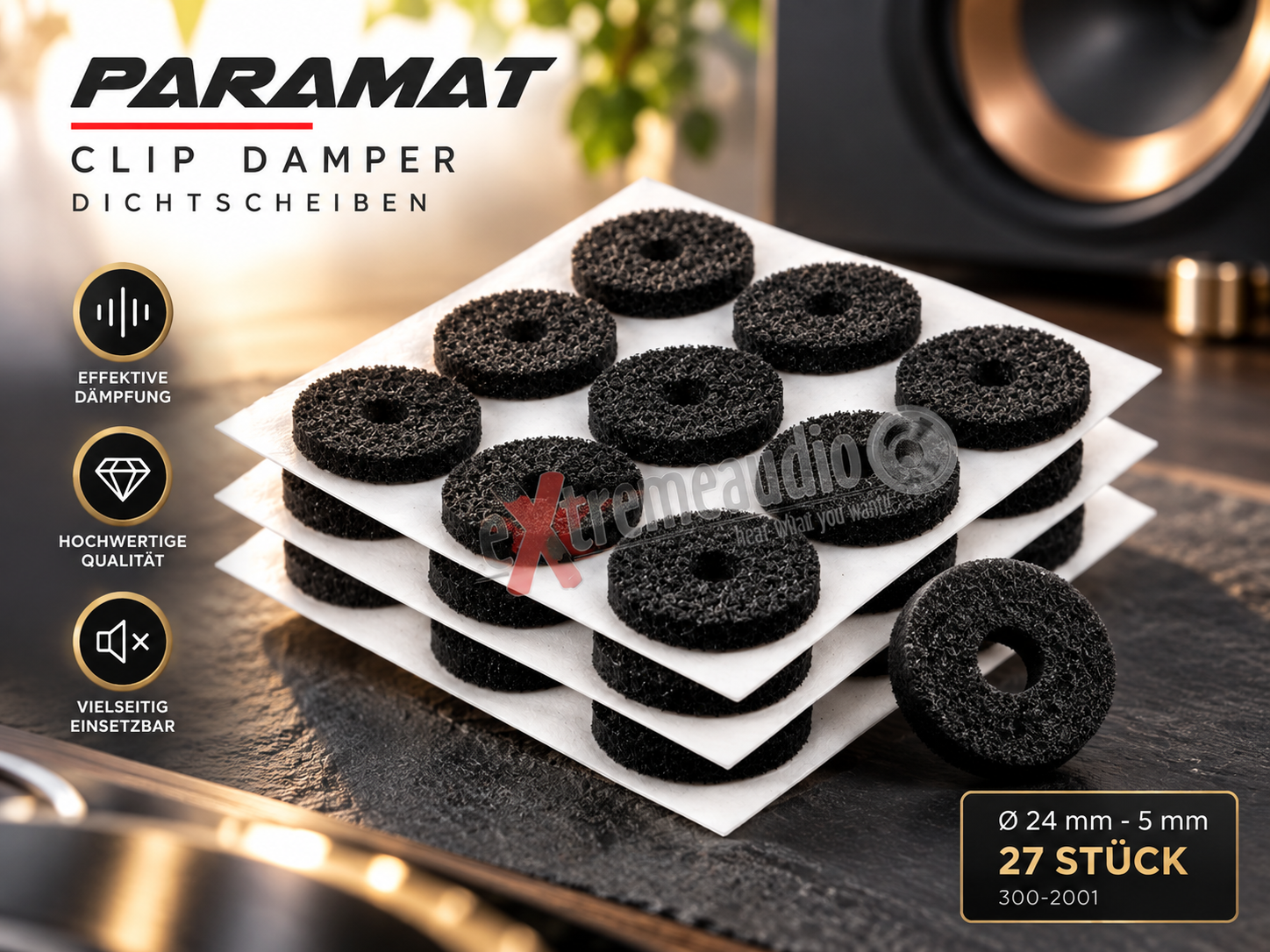 Paramat 300-2001 Clip Damper Dichtscheiben Ø 24 mm - 5 mm 27 Stück