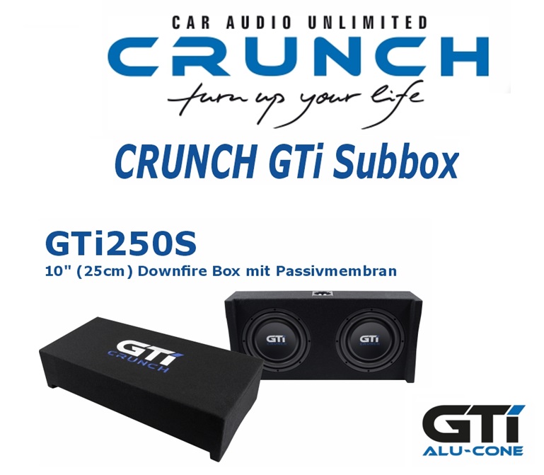 Crunch GTI250S Downfire Subwoofer-Box 25 cm (10“) Gehäusesubwoofer 500 Watt