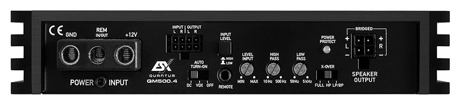 ESX QM500.2 2-Kanal Class D Mini Digital Verstärker 500 Watt RMS mit Bass Kabel Fernbedienung