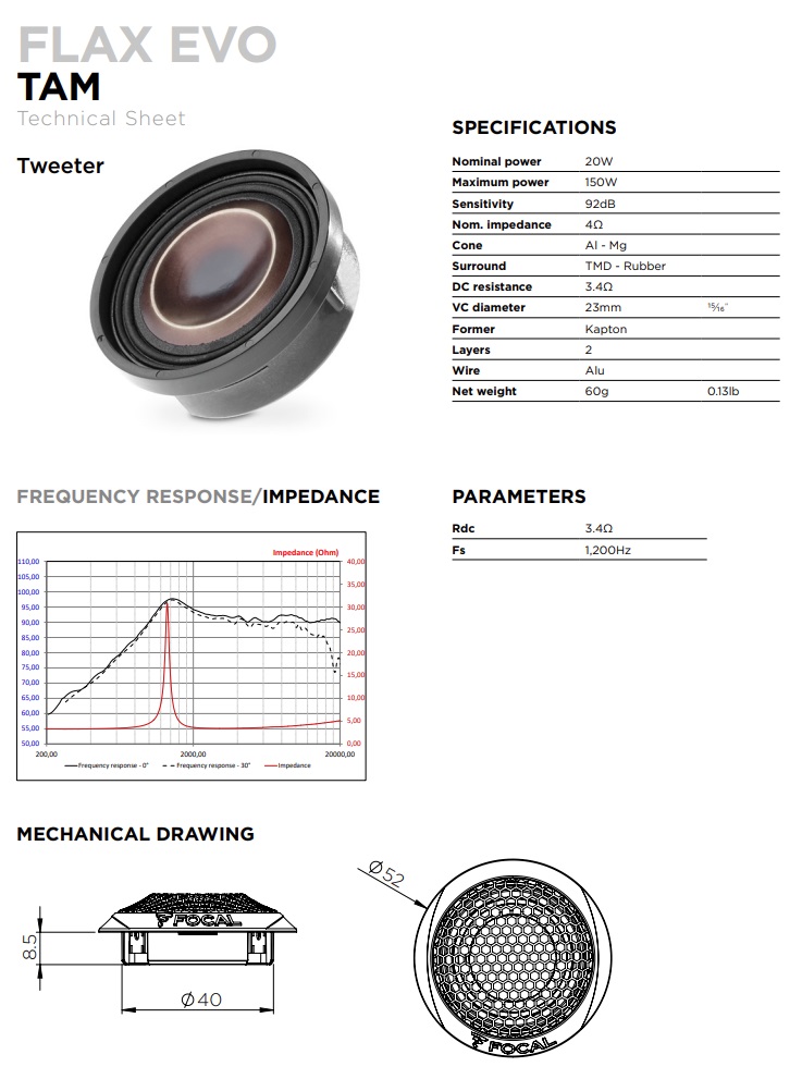 Focal PS165FE FLAX EVO-Serie 16,5 cm (6.5") 2-Wege Kompo Lautsprecher Set 140 Watt