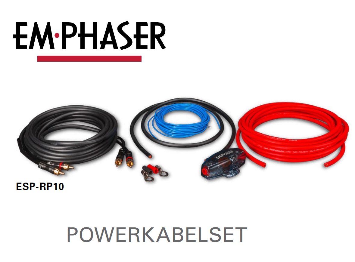 EMPHASER ESP-RP10 hochwertiges Powerkabelset 10 mm zum Anschluss eines Verstärkers, Power Kit für Auto