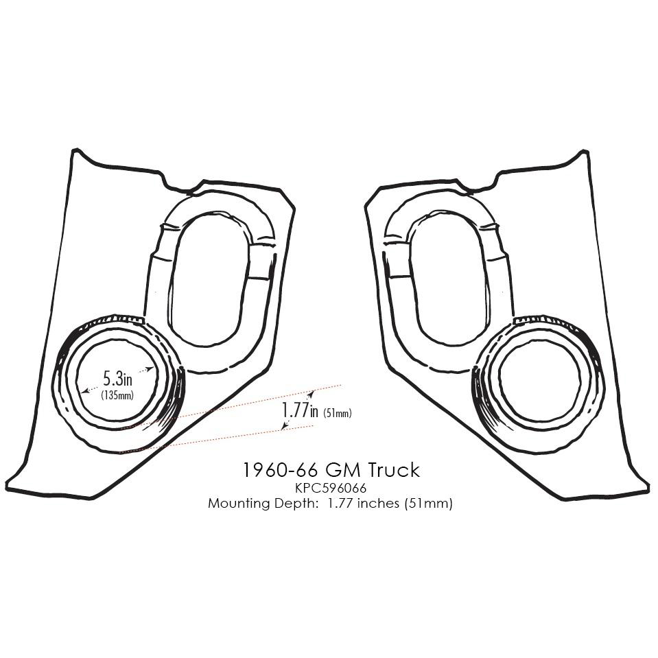 RETROSOUND KP-C596066 Kickpanels für CHEVROLET Truck 1960-66, schwarz ohne Lautsprecher 