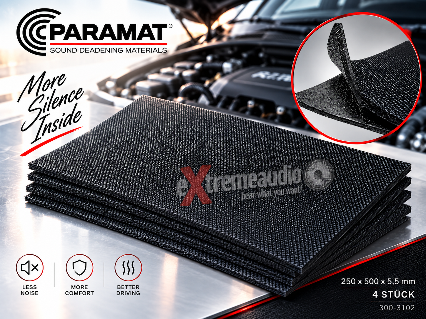 Paramat Firewall Pro Motorraum 250x500x5,5mm 4 Stück Matten Dämmung 300-3102