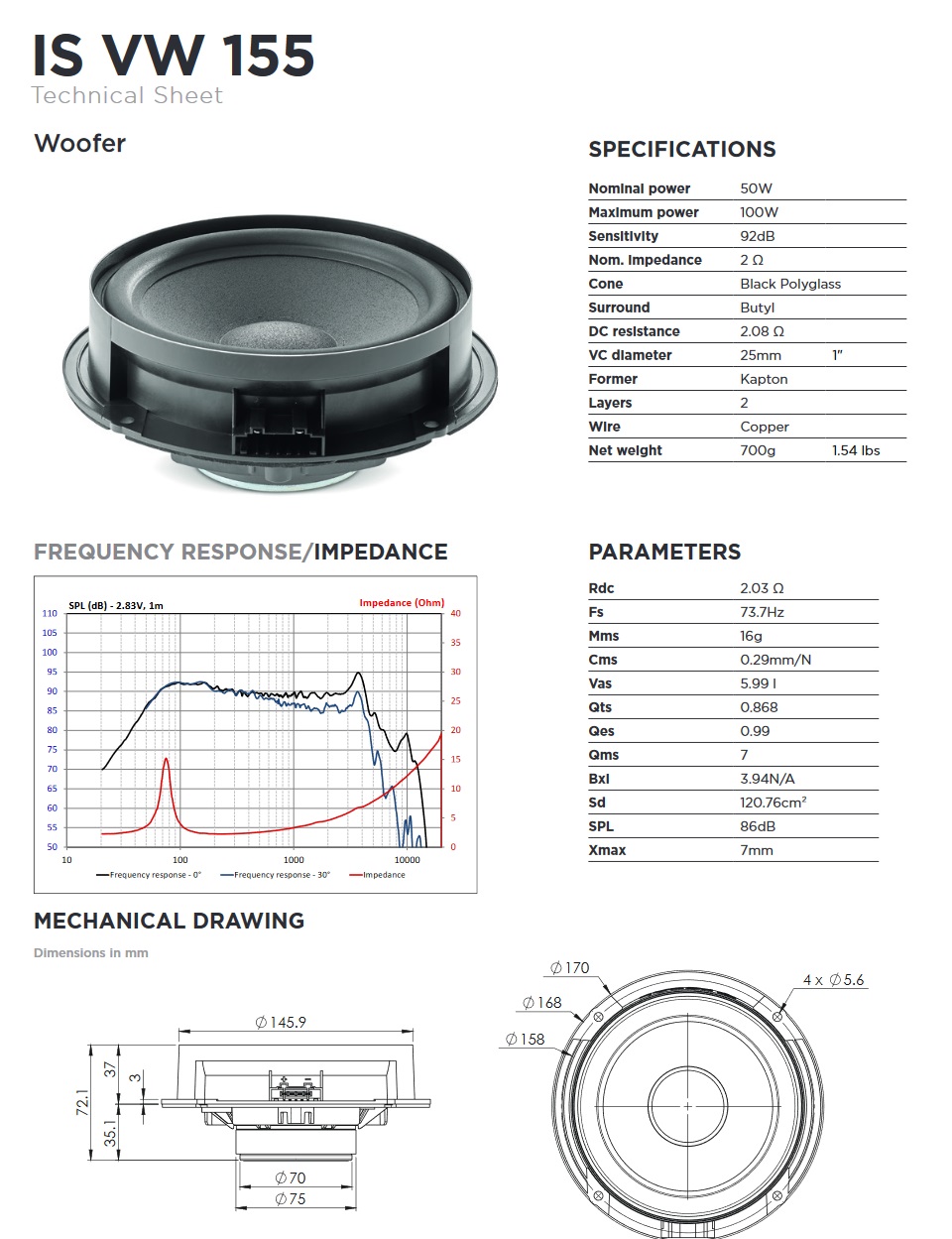 Focal ISVW155 Inside 2-Wege Compo 15.5 cm für Volkswagen VW, Seat, Skoda Fahrzeuge Focal IS VW 155 