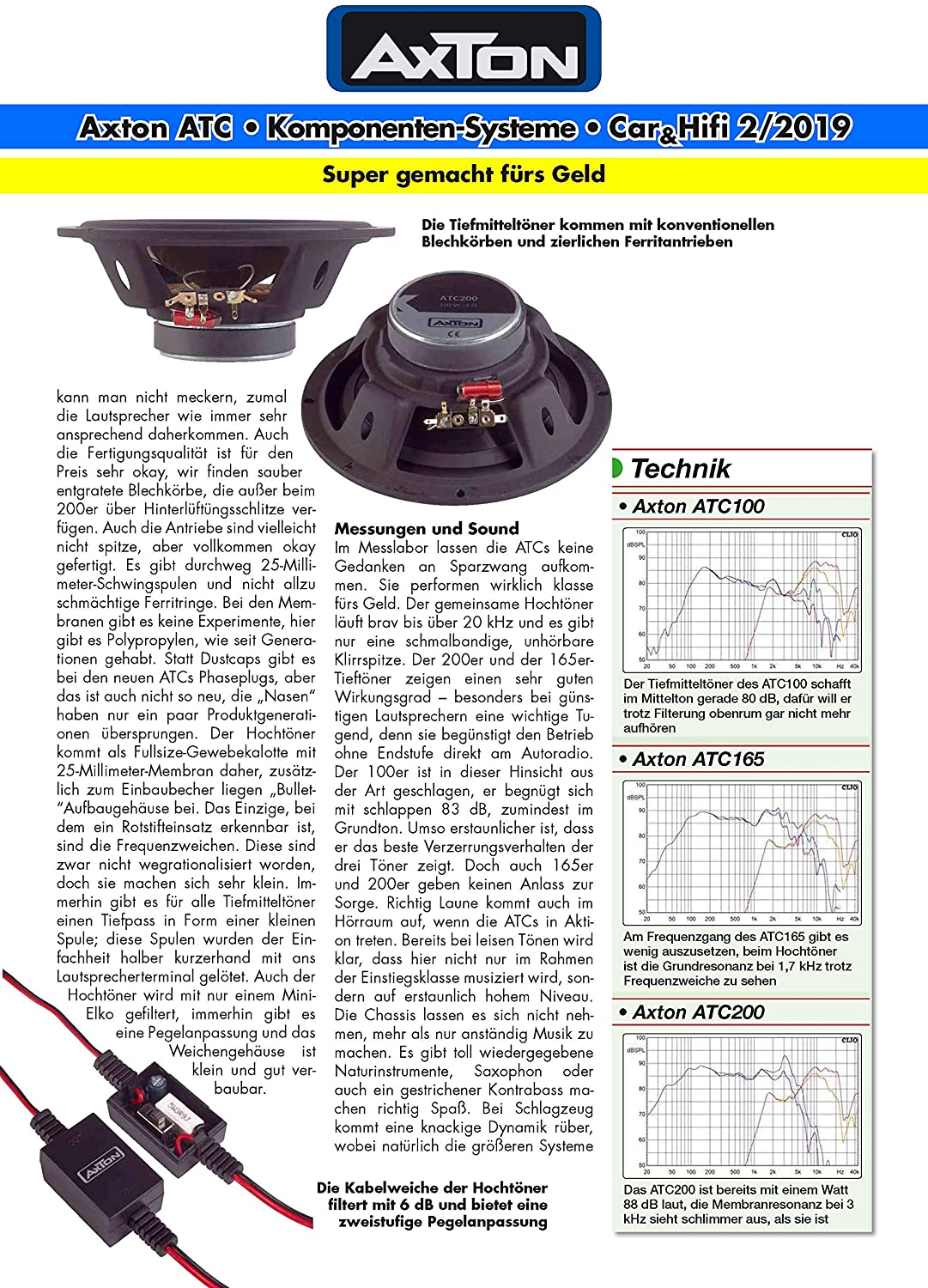 AXTON ATC100 10 cm 2 Wege Kompo Lautsprecher System 60 Watt RMS 