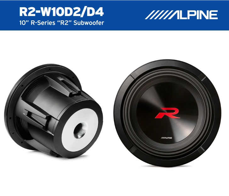 Alpine R2-W10D4 Subwoofer 25 cm (10-Zoll) R-Series 2250 Watt