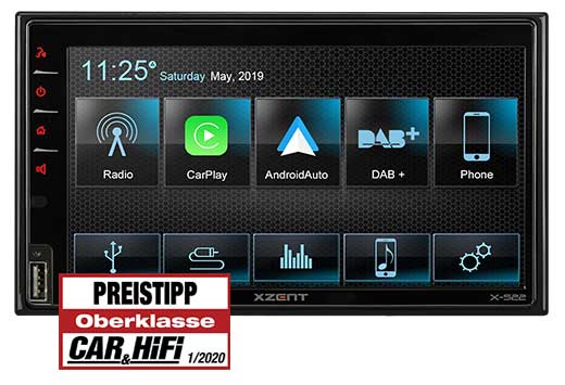 XZENT X-522 2-Din Autoradio DAB+ Infotainer mit CarPlay/GAA Autoradio TFT