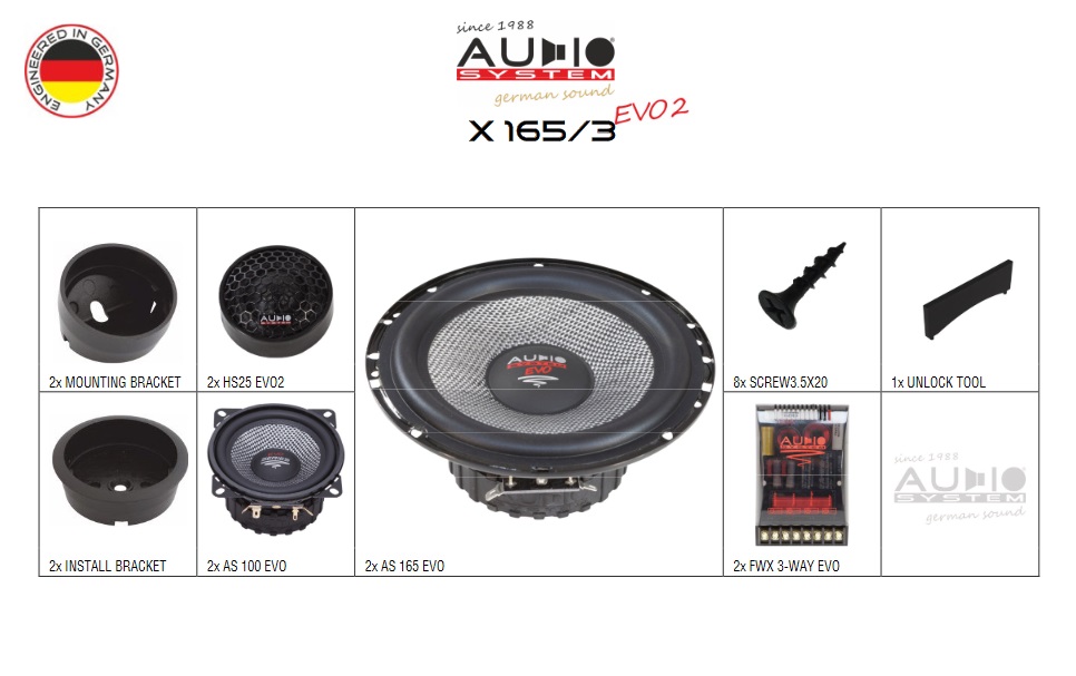 Audio System X 165/3 EVO 2 X–ION-SERIES 3-Wege System KICKBASS Compo Lautsprecher