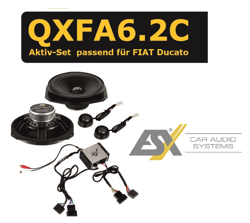 ESX QUANTUM QXFA6.2C 2-Wege AKTIV Lautsprecher System mit Verstärker für Fiat Ducato III, F8, Typ 250, Ducato IV Typ 290, Citroen Jumper, Peugeot Boxer Typ 250, Boxer III Typ 290, Ford Ka II, Opel Movano III 