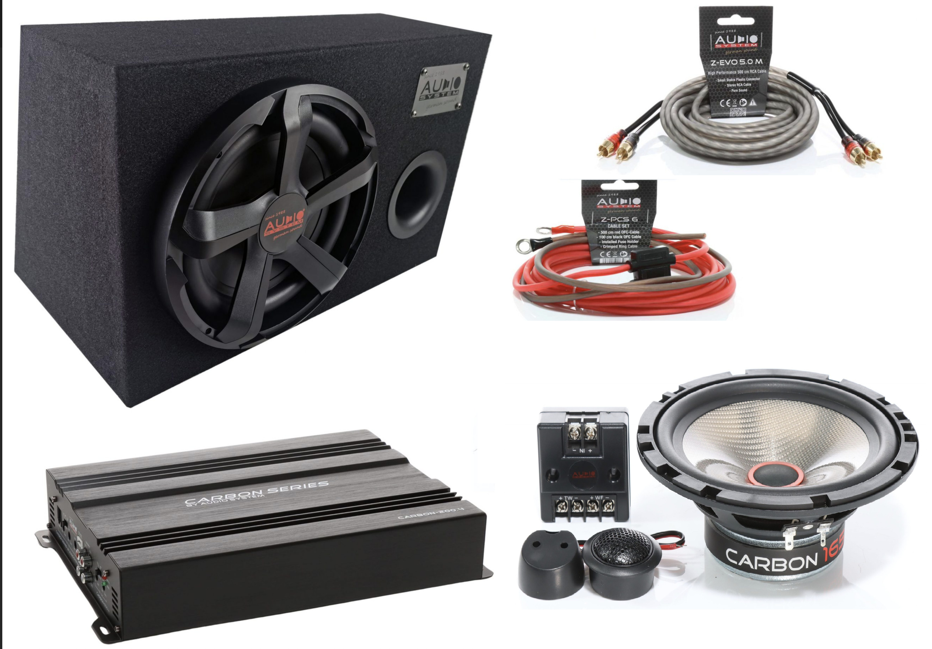 Audio System CARBON Set 12/165 Subwoofer Set CARBON 12 BR + CARBON-200.4 + CARBON 165 + PCS6 + 2 x Z-EVO 5.ECO
