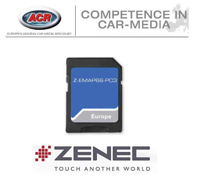 Zenec Z-EMAP66-PC3 - Z-x56/66/65 Prime 16 GB SD-Karte EU-Karte für PKW Navigationssoftware für Zenec Z-N956, Z-N965 und Z- N966