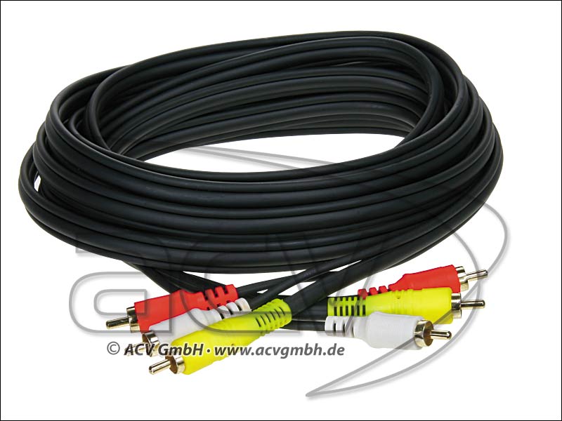 ACV 2303dlv500 A / V câble de 5 m 3 connecteurs rouge-blanc-jaune 