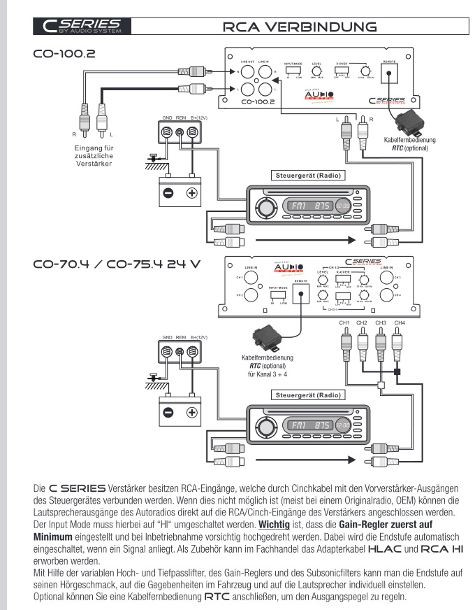 Audio System CO 70.4 - 4-Kanal Verstärker CO SERIES 4-Channel A/B Amplifier