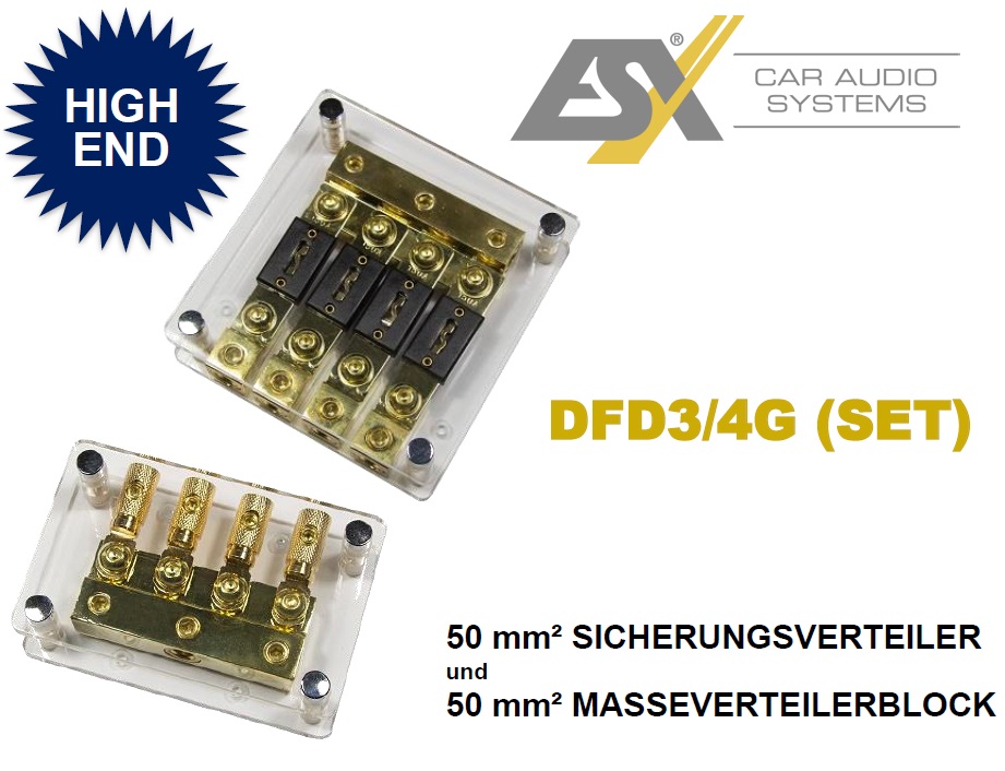 ESX DFD3/4G 2-teiliges Set Maxi-ANL Sicherungshalter & Masseverteiler