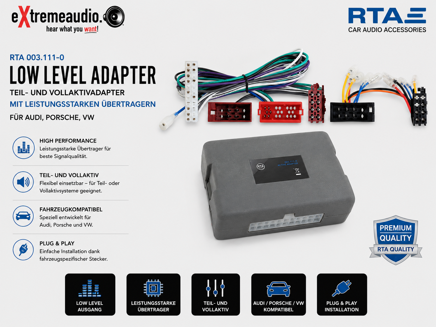 RTA 003.111-0 Adaptateur, adaptateur de bas niveau, partiel ou à plein active avec de puissants émetteurs