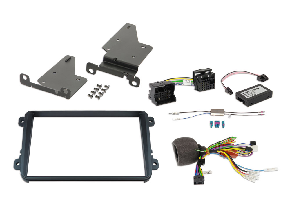 Alpine KIT-8VWTX300 2-DIN Einbauset Installation Radioblende Lenkradadapter kompatibel mit VW, Seat, Skoda Fahrzeugen Installations-Set für X802/803Dxx