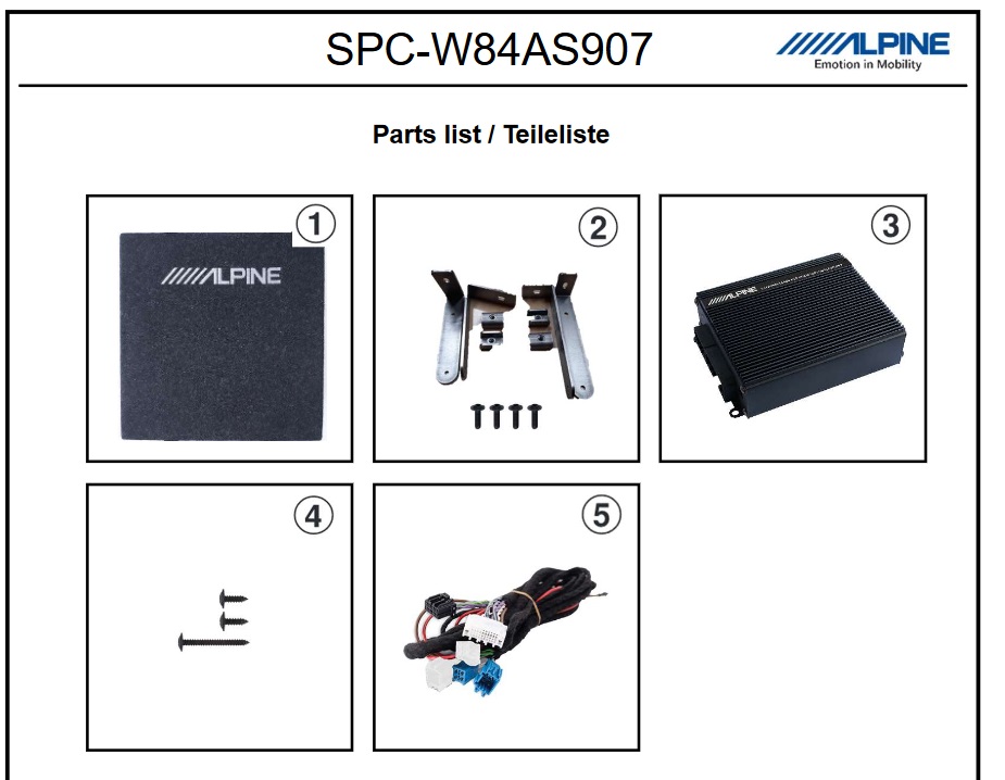 Alpine SPC-W84AS907 6-Kanal DSP-Verstärker & Subwoofer System für original Mercedes Benz Sprinter 907/910 mit 1-DIN Radio (E1D) oder MBUX-Navigation