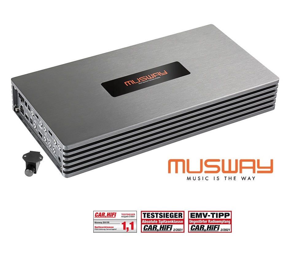 MUSWAY SIX100 Digital 6-Kanal AMP CLASS D VERSTÄRKER 1080 WATT RMS inkl. Bass-Remote