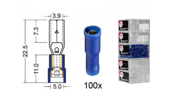 RTA 151.219-2 A circular socket isolated VINYL Doubling, 4.0mm BLUE in 100-pack