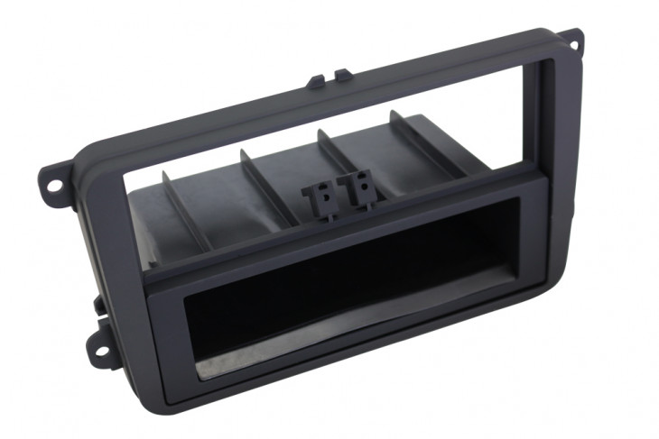 RTA 000.102S2-0 Double DIN mounting frame with storage compartment , Skoda Seat VW rubber touch with antirattle