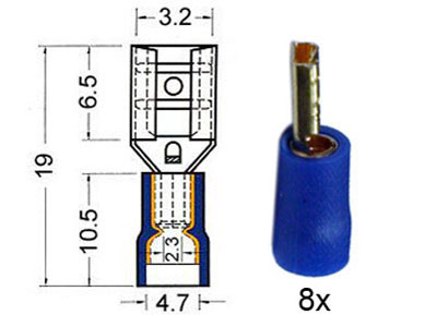 RTA 152.202-0 Flachsteckhlsen isolated gold and blue 2.8 mm