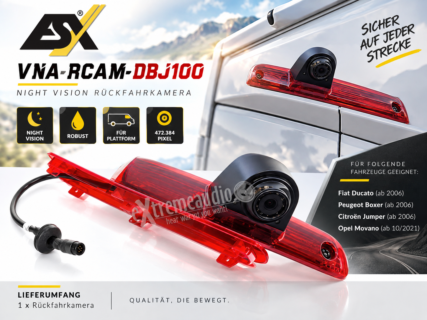 ESX VNA-RCAM-DBJ100 Rückfahrkamera Fiat Ducato, Peugeot Boxer und Citroen Jumper 