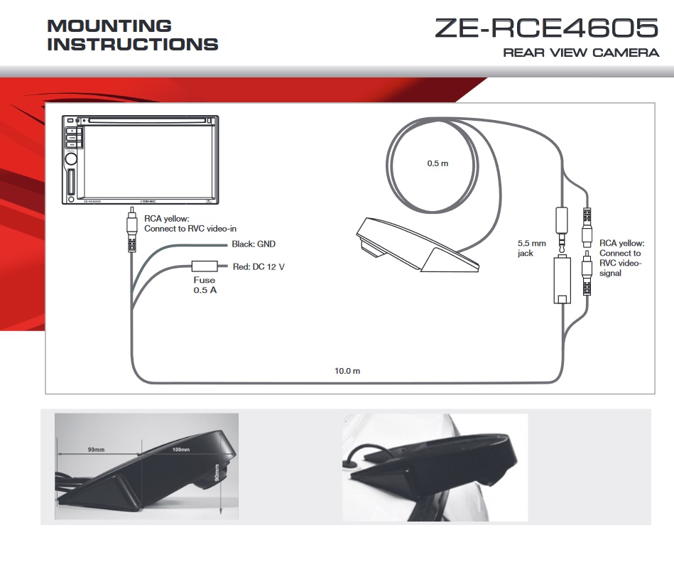 Zenec ZE-RCE4605 E> GO rear camera for vans